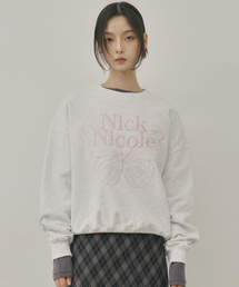 VOLUME BUTTERFLY SIGNATURE SWEATSHIRT_MELANGE LIGHT PINK