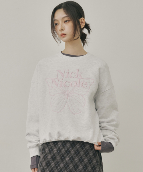 NICK&NICOLE（ニックアンドニコール）の「VOLUME BUTTERFLY SIGNATURE SWEATSHIRT_MELANGE LIGHT PINK（スウェット・レディース・その他・FREE）」の2枚目の写真