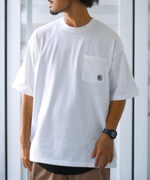 Leyline(レイライン)の「【Leyline】ビッグシルエットポケットTシャツ「b/s pocket logo tee」(Tシャツ/カットソー・メンズ・ホワイト・M/L/XL)」の1枚目の写真