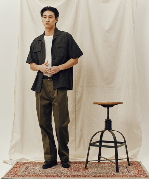 FIDELITY（フィデリティ）の「LINEN BLEND CHAMBRAY SHIRT / 半袖シャンブレシャツ（シャツ/ブラウス・メンズ・ネイビー/ブラック・MEDIUM/LARGE）」の3枚目の写真