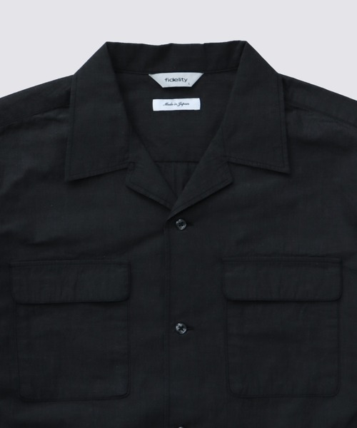 FIDELITY（フィデリティ）の「LINEN BLEND CHAMBRAY SHIRT / 半袖シャンブレシャツ（シャツ/ブラウス・メンズ・ネイビー/ブラック・MEDIUM/LARGE）」の4枚目の写真