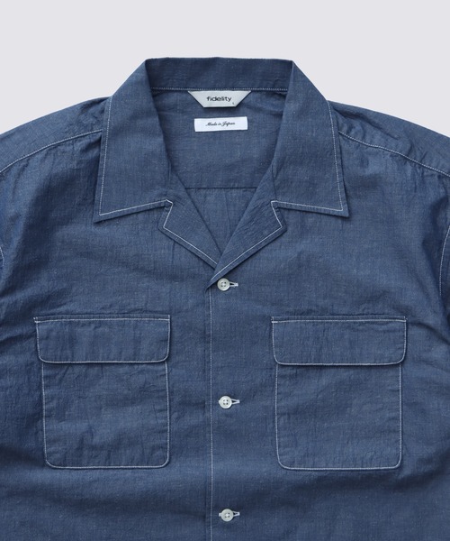 FIDELITY（フィデリティ）の「LINEN BLEND CHAMBRAY SHIRT / 半袖シャンブレシャツ（シャツ/ブラウス・メンズ・ネイビー/ブラック・MEDIUM/LARGE）」の7枚目の写真