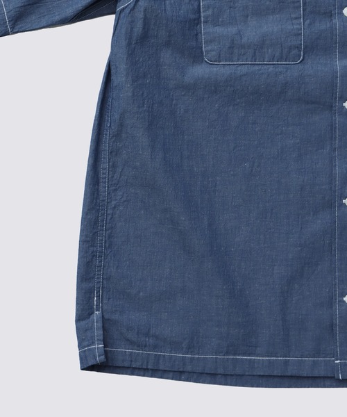 FIDELITY（フィデリティ）の「LINEN BLEND CHAMBRAY SHIRT / 半袖シャンブレシャツ（シャツ/ブラウス・メンズ・ネイビー/ブラック・MEDIUM/LARGE）」の8枚目の写真