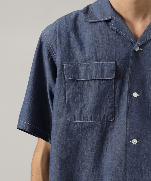 FIDELITY（フィデリティ）の「LINEN BLEND CHAMBRAY SHIRT / 半袖シャンブレシャツ（シャツ/ブラウス・メンズ・ネイビー/ブラック・MEDIUM/LARGE）」の12枚目の写真