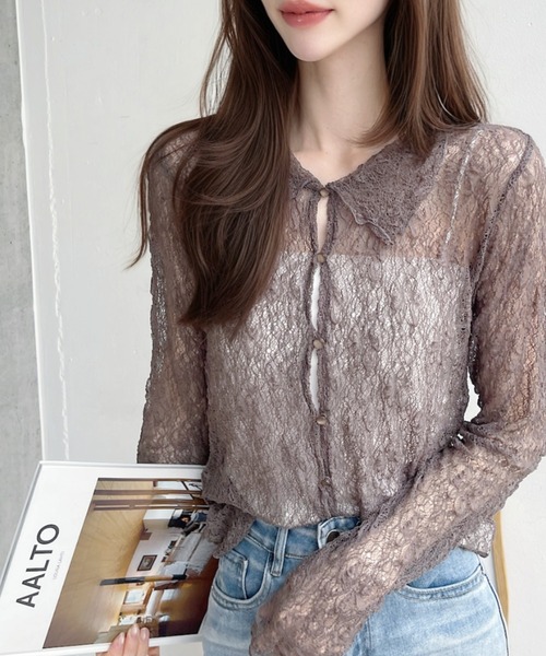 Ada.(エイダ)の「クラシカル レース シアー シャツ(シャツ/ブラウス・レディース・ブラック/グレイッシュベージュ/オフホワイト・FREE)」の20枚目の写真