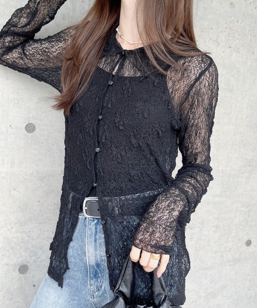 Ada.(エイダ)の「クラシカル レース シアー シャツ(シャツ/ブラウス・レディース・ブラック/グレイッシュベージュ/オフホワイト・FREE)」の13枚目の写真