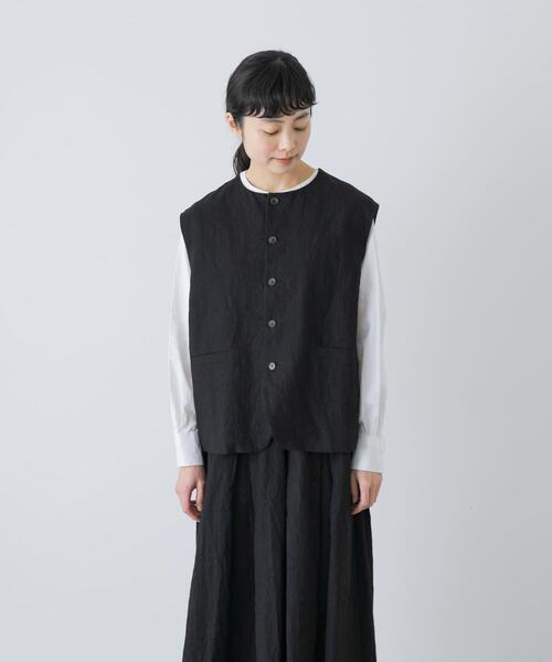 かぐれ（カグレ）の「リネンコットンワイドベスト（ベスト・レディース・チャコールグレー/ブラック・FREE）」の16枚目の写真