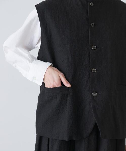 かぐれ（カグレ）の「リネンコットンワイドベスト（ベスト・レディース・チャコールグレー/ブラック・FREE）」の6枚目の写真