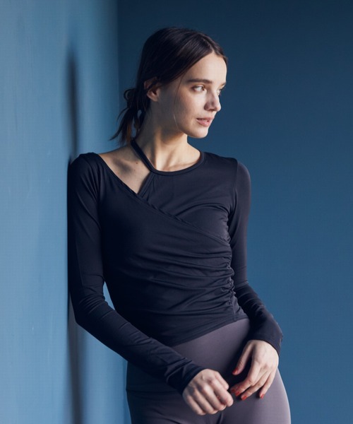 Julier Yoga and Relax(ジュリエヨガアンドリラックス)の「Julier エコシーベア天ロングスリーブプルオーバー(Tシャツ/カットソー・レディース・パープル/オフホワイト/ブラック・FREE)」の1枚目の写真
