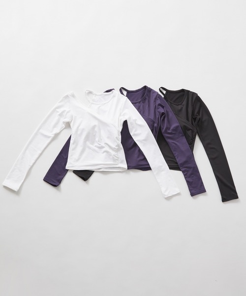 Julier Yoga and Relax(ジュリエヨガアンドリラックス)の「Julier エコシーベア天ロングスリーブプルオーバー(Tシャツ/カットソー・レディース・パープル/オフホワイト/ブラック・FREE)」の5枚目の写真