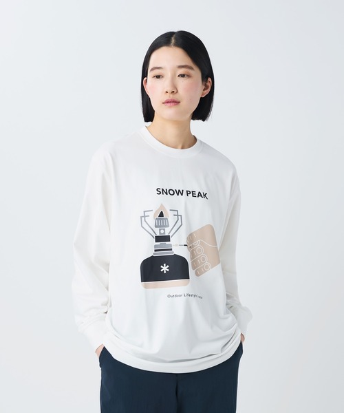 Snow Peak（スノーピーク）の「Snow Peak / Enjoy Camping L/S T-Shirt エンジョイキャンプ Tシャツ（Tシャツ/カットソー・メンズ・ブラック/オリーブ/オフホワイト・S/M/L/XL）」の2枚目の写真