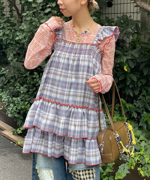 HELLO.SANFRANCISCO（ハローサンフランシスコ）の「【HELLO.SANFRANCISCO/ハローサンフランシスコ】チェックチュニックワンピ（チュニック・レディース・ピンク/サックスブルー/ブラック・ONE SIZE）」の2枚目の写真