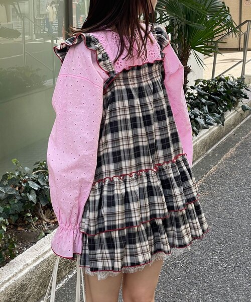 HELLO.SANFRANCISCO（ハローサンフランシスコ）の「【HELLO.SANFRANCISCO/ハローサンフランシスコ】チェックチュニックワンピ（チュニック・レディース・ピンク/サックスブルー/ブラック・ONE SIZE）」の5枚目の写真