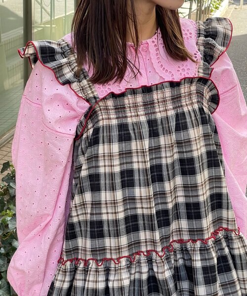 HELLO.SANFRANCISCO（ハローサンフランシスコ）の「【HELLO.SANFRANCISCO/ハローサンフランシスコ】チェックチュニックワンピ（チュニック・レディース・ピンク/サックスブルー/ブラック・ONE SIZE）」の7枚目の写真