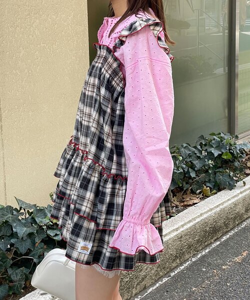 HELLO.SANFRANCISCO（ハローサンフランシスコ）の「【HELLO.SANFRANCISCO/ハローサンフランシスコ】チェックチュニックワンピ（チュニック・レディース・ピンク/サックスブルー/ブラック・ONE SIZE）」の8枚目の写真