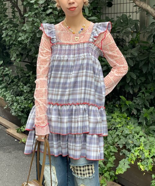 HELLO.SANFRANCISCO(ハローサンフランシスコ)の「【HELLO.SANFRANCISCO/ハローサンフランシスコ】チェックチュニックワンピ(チュニック・レディース・ピンク/サックスブルー/ブラック・ONE SIZE)」の13枚目の写真