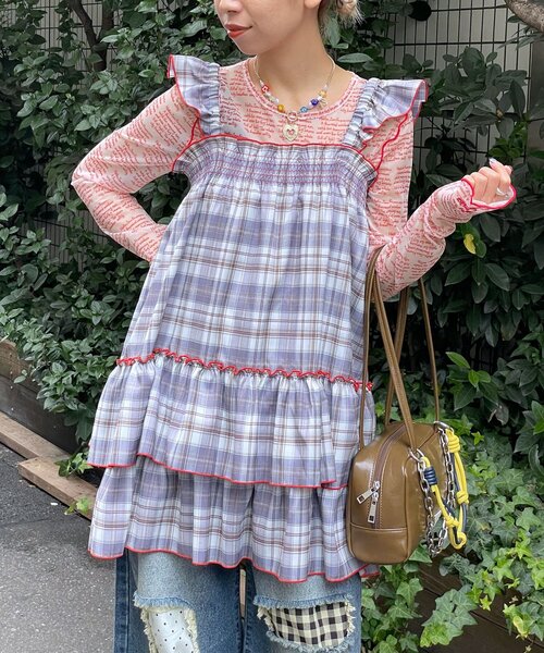 HELLO.SANFRANCISCO(ハローサンフランシスコ)の「【HELLO.SANFRANCISCO/ハローサンフランシスコ】チェックチュニックワンピ(チュニック・レディース・ピンク/サックスブルー/ブラック・ONE SIZE)」の14枚目の写真
