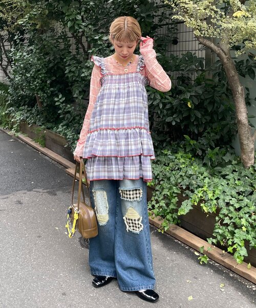 HELLO.SANFRANCISCO(ハローサンフランシスコ)の「【HELLO.SANFRANCISCO/ハローサンフランシスコ】チェックチュニックワンピ(チュニック・レディース・ピンク/サックスブルー/ブラック・ONE SIZE)」の17枚目の写真
