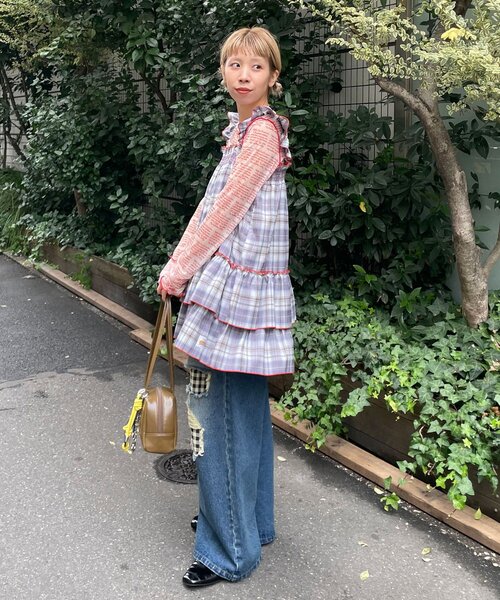 HELLO.SANFRANCISCO(ハローサンフランシスコ)の「【HELLO.SANFRANCISCO/ハローサンフランシスコ】チェックチュニックワンピ(チュニック・レディース・ピンク/サックスブルー/ブラック・ONE SIZE)」の18枚目の写真