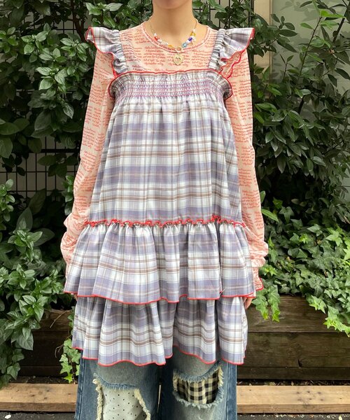 HELLO.SANFRANCISCO（ハローサンフランシスコ）の「【HELLO.SANFRANCISCO/ハローサンフランシスコ】チェックチュニックワンピ（チュニック・レディース・ピンク/サックスブルー/ブラック・ONE SIZE）」の10枚目の写真