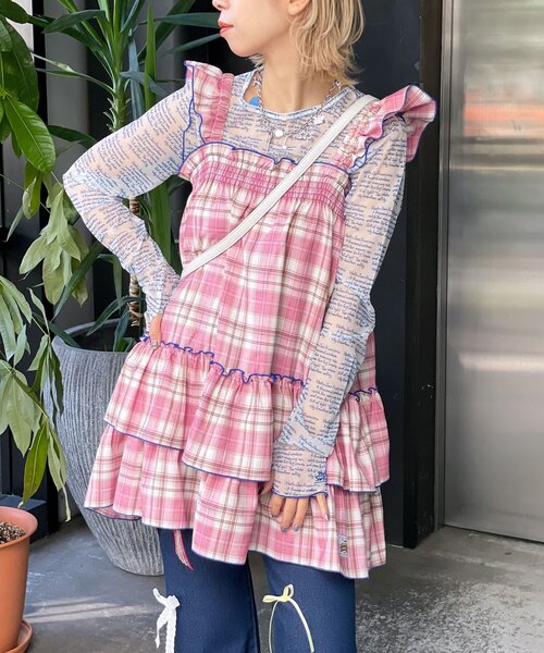 HELLO.SANFRANCISCO（ハローサンフランシスコ）の「【HELLO.SANFRANCISCO/ハローサンフランシスコ】チェックチュニックワンピ（チュニック・レディース・ピンク/サックスブルー/ブラック・ONE SIZE）」の15枚目の写真