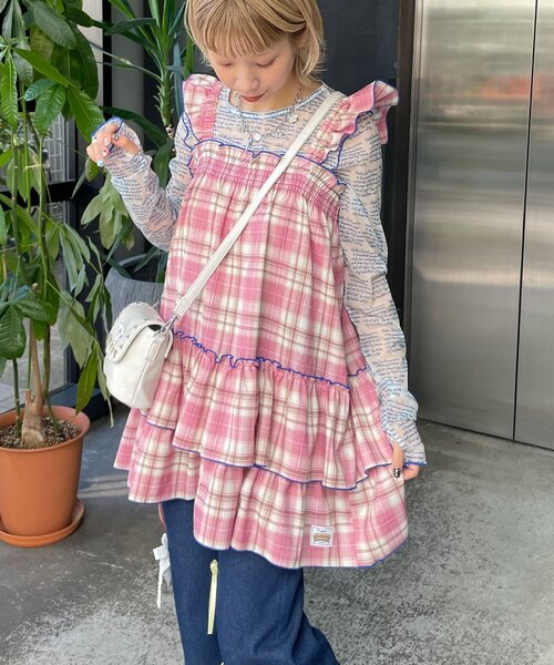 HELLO.SANFRANCISCO（ハローサンフランシスコ）の「【HELLO.SANFRANCISCO/ハローサンフランシスコ】チェックチュニックワンピ（チュニック・レディース・ピンク/サックスブルー/ブラック・ONE SIZE）」の17枚目の写真