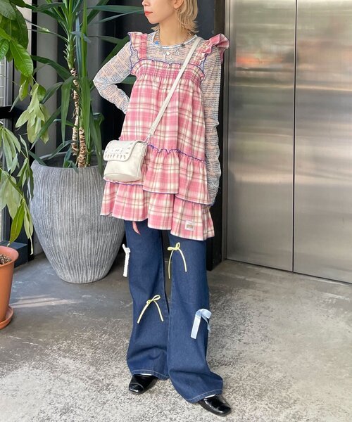 HELLO.SANFRANCISCO（ハローサンフランシスコ）の「【HELLO.SANFRANCISCO/ハローサンフランシスコ】チェックチュニックワンピ（チュニック・レディース・ピンク/サックスブルー/ブラック・ONE SIZE）」の20枚目の写真