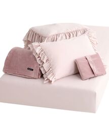 Francfranc（フランフラン）の「【オンラインショップ限定】かんたん寝具セット プラス フリル シングル ピンク 6点セット 新生活 まくら 布団 ボックスシーツ ブランケット（クッション/クッションカバー）」
