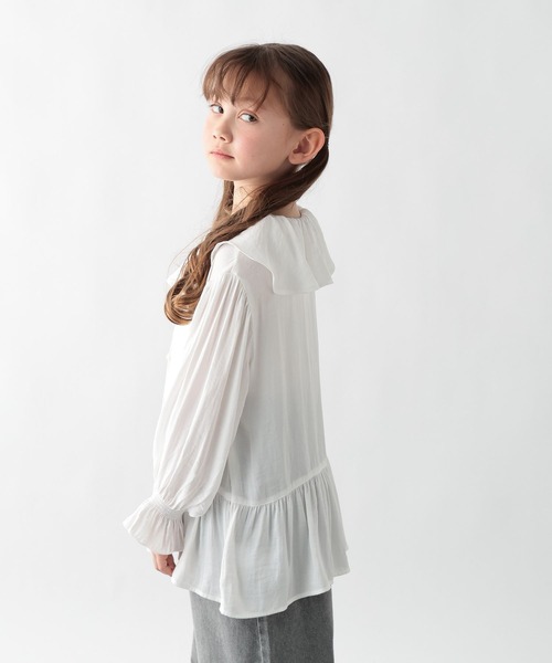 GLOBAL WORK(グローバルワーク)の「イージーケアフリルブラウス/641313(シャツ/ブラウス・キッズ・ブラック/ホワイト・140cm/150cm/130cm/160cm)」の15枚目の写真