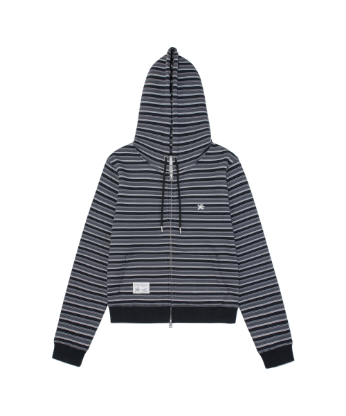 THECOLDESTMOMENT(ザコールデストモーメント)の「TCM stripe standard hooded zip-up (black)(パーカー・レディース・その他・SMALL/MEDIUM/LARGE)」の1枚目の写真