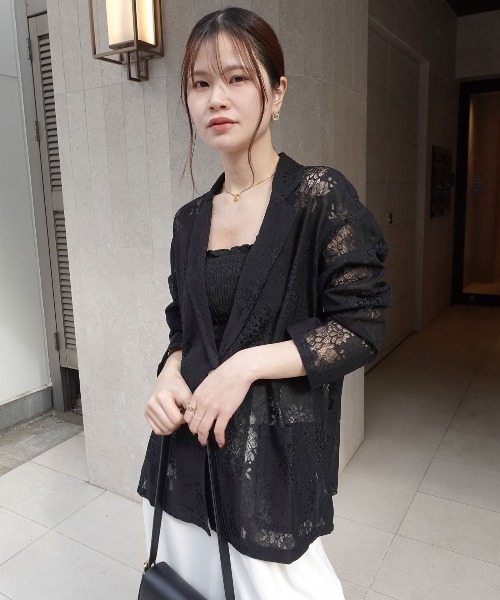 CORNERS（コーナーズ）の「レーステーラージャケット（テーラードジャケット・レディース・オフホワイト/ブラック・M）」の4枚目の写真