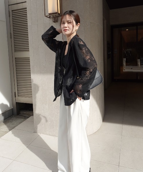 CORNERS（コーナーズ）の「レーステーラージャケット（テーラードジャケット・レディース・オフホワイト/ブラック・M）」の7枚目の写真