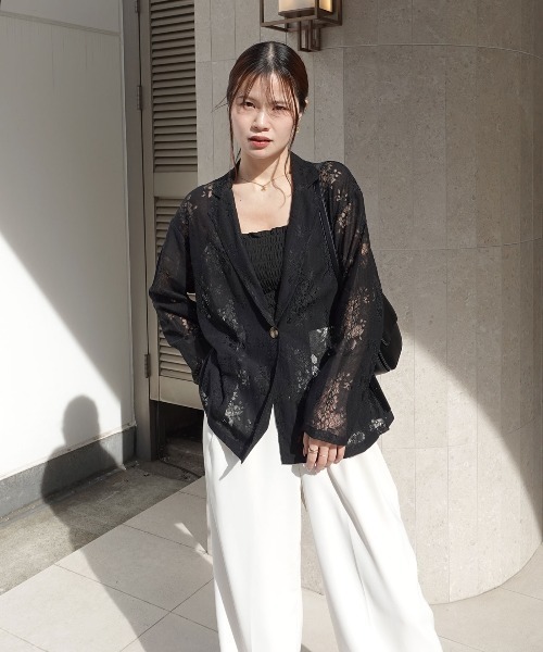 CORNERS（コーナーズ）の「レーステーラージャケット（テーラードジャケット・レディース・オフホワイト/ブラック・M）」の8枚目の写真