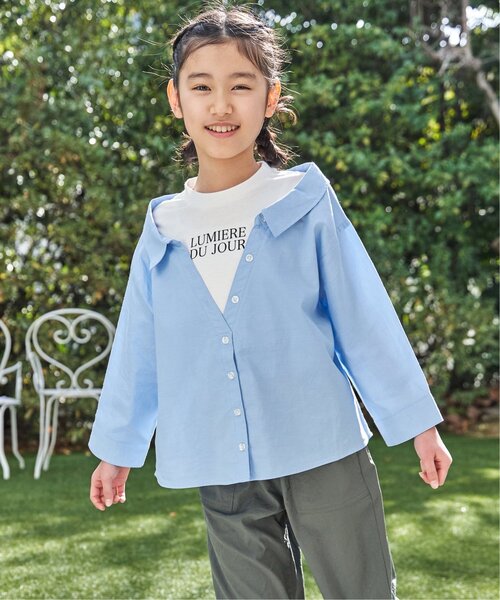 ikka(イッカ)の「【親子コーデ】ロゴTドッキングブラウス(120~160cm)(シャツ/ブラウス・キッズ・グリーン/ブルー・150/140/130/120/160)」の12枚目の写真