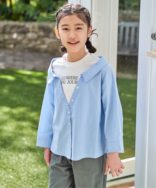 ikka(イッカ)の「【親子コーデ】ロゴTドッキングブラウス(120~160cm)(シャツ/ブラウス・キッズ・グリーン/ブルー・150/140/130/120/160)」の13枚目の写真