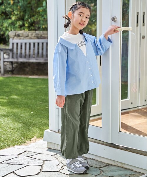ikka(イッカ)の「【親子コーデ】ロゴTドッキングブラウス(120~160cm)(シャツ/ブラウス・キッズ・グリーン/ブルー・150/140/130/120/160)」の16枚目の写真