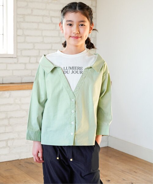 ikka(イッカ)の「【親子コーデ】ロゴTドッキングブラウス(120~160cm)(シャツ/ブラウス・キッズ・グリーン/ブルー・150/140/130/120/160)」の22枚目の写真