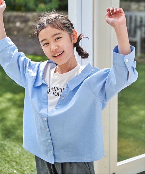 ikka(イッカ)の「【親子コーデ】ロゴTドッキングブラウス(120~160cm)(シャツ/ブラウス・キッズ・グリーン/ブルー・150/140/130/120/160)」の2枚目の写真