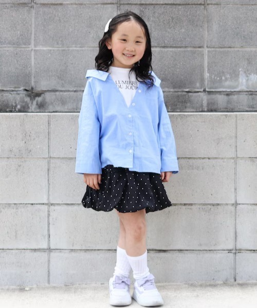 ikka(イッカ)の「【親子コーデ】ロゴTドッキングブラウス(120~160cm)(シャツ/ブラウス・キッズ・グリーン/ブルー・150/140/130/120/160)」の4枚目の写真