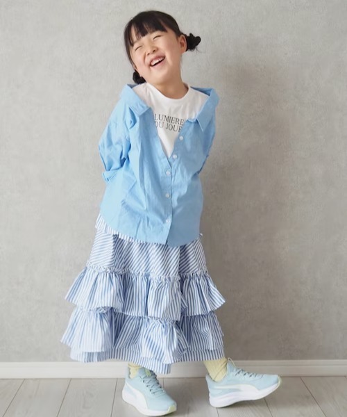 ikka(イッカ)の「【親子コーデ】ロゴTドッキングブラウス(120~160cm)(シャツ/ブラウス・キッズ・グリーン/ブルー・150/140/130/120/160)」の6枚目の写真