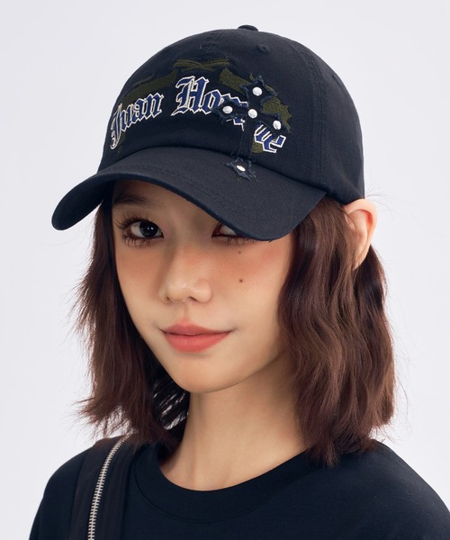 LAC-VERT（ラック・ヴェール）の「ヴィンテージライク刺繍ロゴキャップ（キャップ・レディース・ブラウン/グレー/ブラック・FREE）」の2枚目の写真