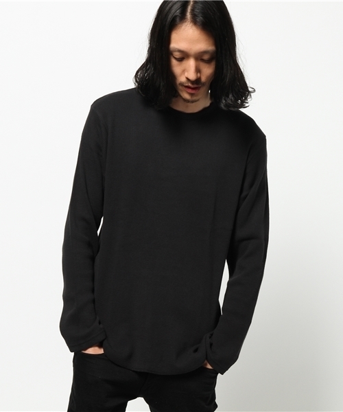 ikka（イッカ）の「ワッフルクルーネックTシャツ（Tシャツ/カットソー・メンズ・ブラック/ホワイト/ライトグレー・MEDIUM/X-LARGE/LARGE）」の3枚目の写真
