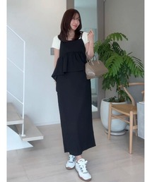 【shieセレクト】ペプラムデザインドッキングキャミワンピース