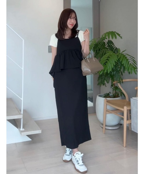 fifth(フィフス)の「【shieセレクト】ペプラムデザインドッキングキャミワンピース(ワンピース・レディース・ブラック/チャコールグレー・M/XS)」の1枚目の写真