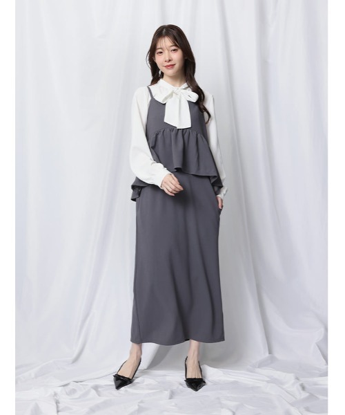 fifth(フィフス)の「【shieセレクト】ペプラムデザインドッキングキャミワンピース(ワンピース・レディース・ブラック/チャコールグレー・M/XS)」の3枚目の写真