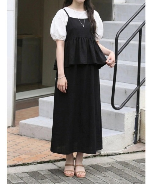 fifth(フィフス)の「【shieセレクト】ペプラムデザインドッキングキャミワンピース(ワンピース・レディース・ブラック/チャコールグレー・M/XS)」の5枚目の写真