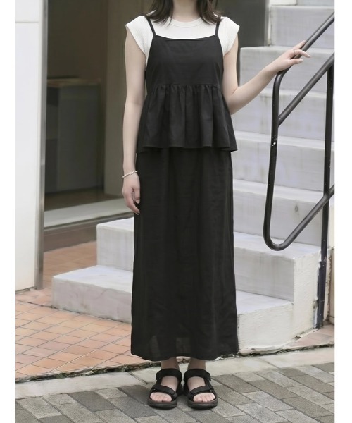 fifth(フィフス)の「【shieセレクト】ペプラムデザインドッキングキャミワンピース(ワンピース・レディース・ブラック/チャコールグレー・M/XS)」の8枚目の写真