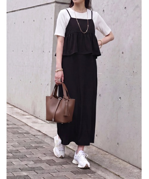 fifth(フィフス)の「【shieセレクト】ペプラムデザインドッキングキャミワンピース(ワンピース・レディース・ブラック/チャコールグレー・M/XS)」の14枚目の写真