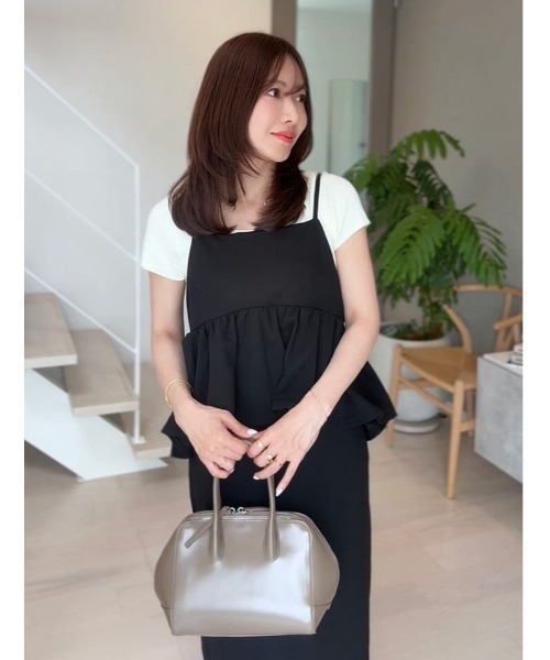 fifth(フィフス)の「【shieセレクト】ペプラムデザインドッキングキャミワンピース(ワンピース・レディース・ブラック/チャコールグレー・M/XS)」の11枚目の写真