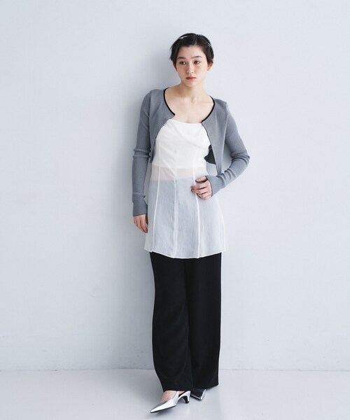 CODE A（コードエー）の「georgette cami（タンクトップ・レディース・ホワイト/チャコールグレー・00）」の5枚目の写真